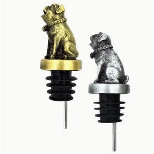 French Bulldog Bottle Pourer in Bronze or Aged Silver